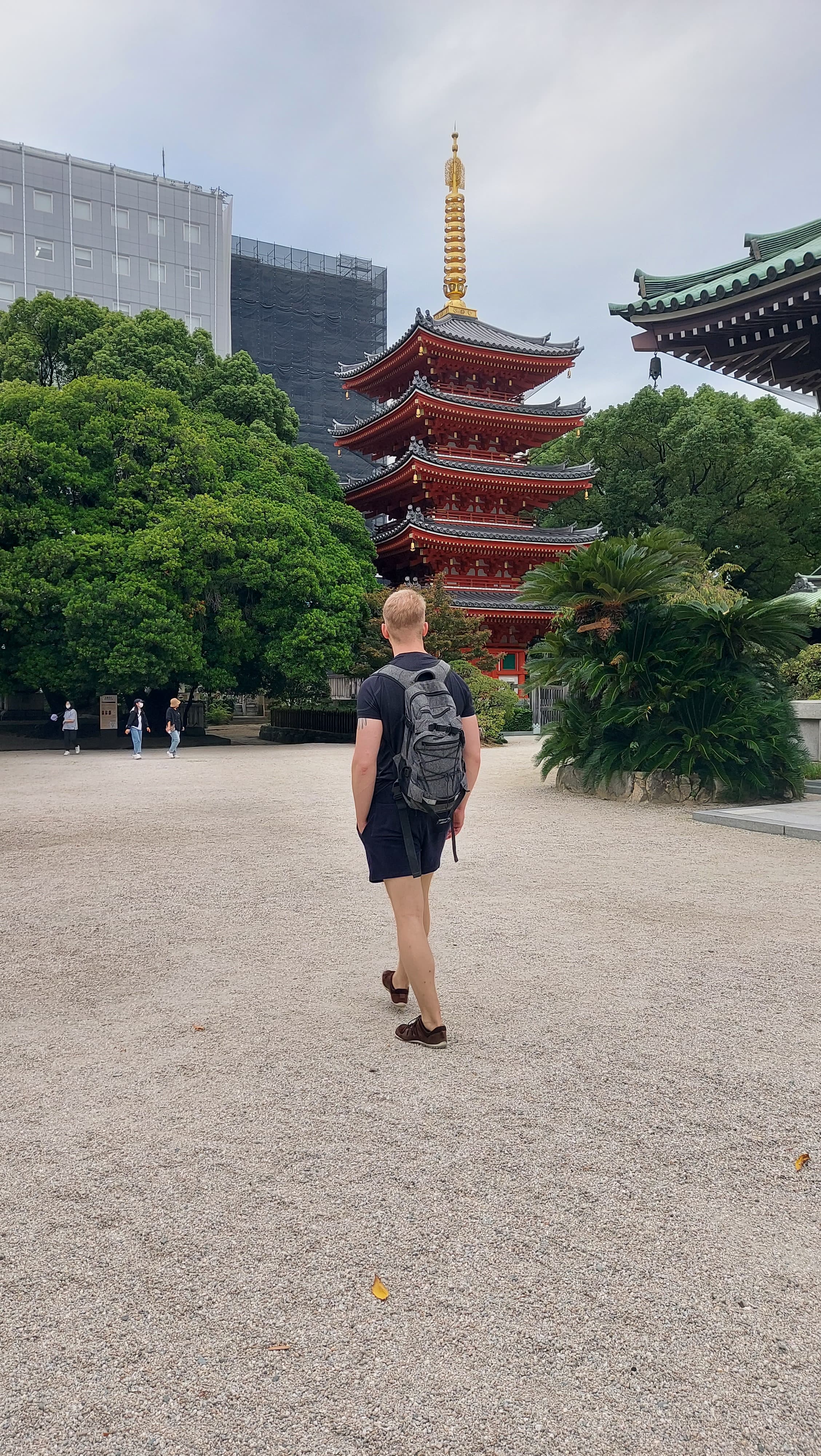 Me walking towards a temple